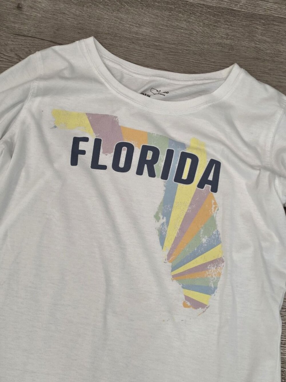 Florida Map Print White Long Sleeve T-Shirt By State Of Mine Size M